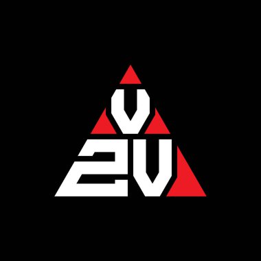 Üçgen şekilli VZV üçgen harf logosu tasarımı. VZV üçgen logo tasarımı monogramı. Kırmızı renkli VZV üçgen vektör logo şablonu. VZV üçgen logosu Basit, Zarif ve Lüks Logo.