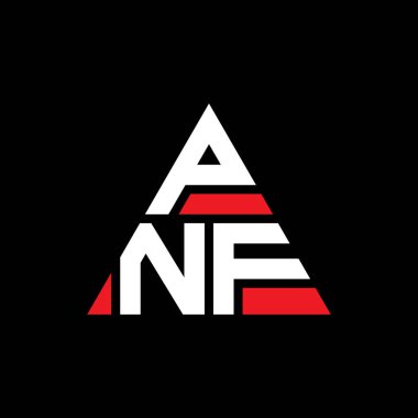 Üçgen şekilli PNF üçgen harf logosu tasarımı. PNF üçgen logo tasarımı monogramı. Kırmızı renkli PNF üçgen vektör şablonu. PNF üçgen logosu Basit, Zarif ve Lüks Logo.