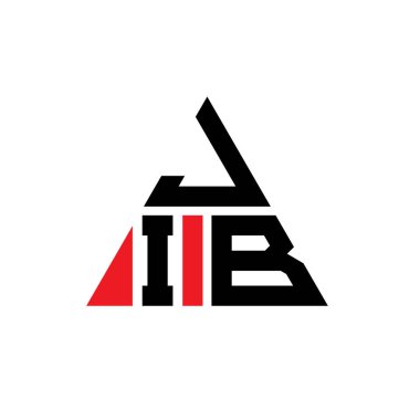 Üçgen şekilli JIB üçgen harf logosu tasarımı. JIB üçgen logo tasarımı monogramı. Kırmızı renkli JIB üçgen vektör logo şablonu. JIB üçgen logosu Basit, Zarif ve Lüks Logo.