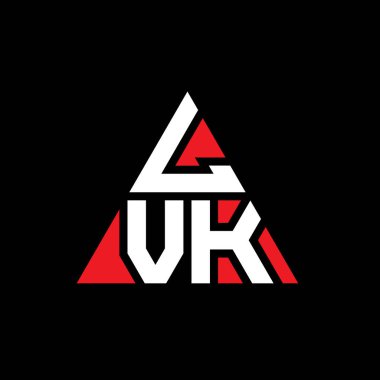 Üçgen şekilli LVK üçgen harf logosu tasarımı. LVK üçgen logo tasarımı monogramı. LVK üçgen logo şablonu kırmızı renkte. LVK üçgen logosu Basit, Zarif ve Lüks Logo.
