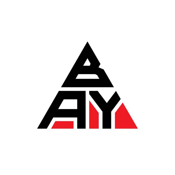 Bay三角形字母标志设计与三角形形状 Bay三角形标志设计单字 带有红色的Bay三角形矢量标识模板 Bay三角标识简单 豪华的标志 — 图库矢量图片