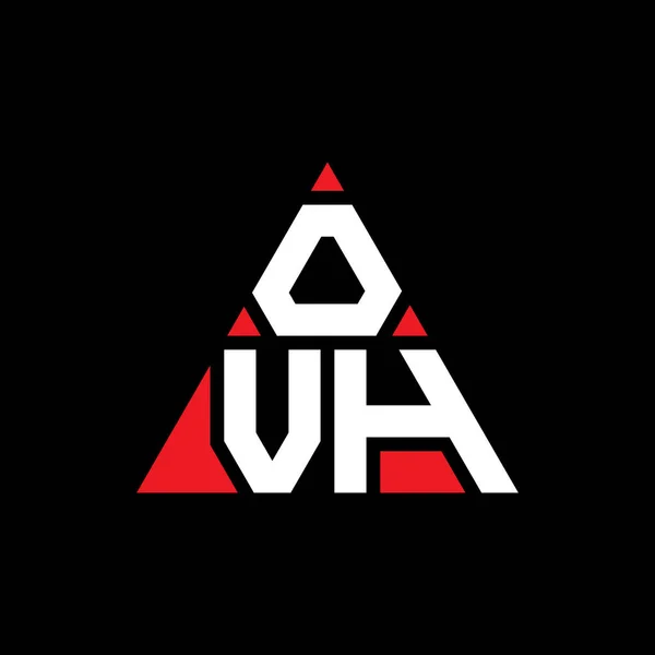 三角形の形をしたOvh三角形の文字ロゴデザイン Ovh三角形ロゴデザインモノグラム Ovh赤い色の三角形ベクトルロゴテンプレート Ovh三角形のロゴシンプル エレガントで豪華なロゴ — ストックベクタ