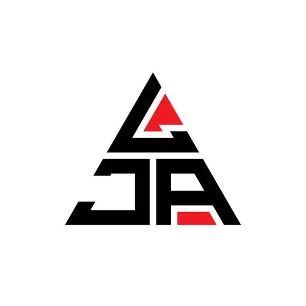 Lja三角形字母标志设计与三角形形状 Lja三角形标志设计单字 带有红色的Lja三角形矢量标识模板 Lja三角标识简单 豪华的标识 — 图库矢量图片