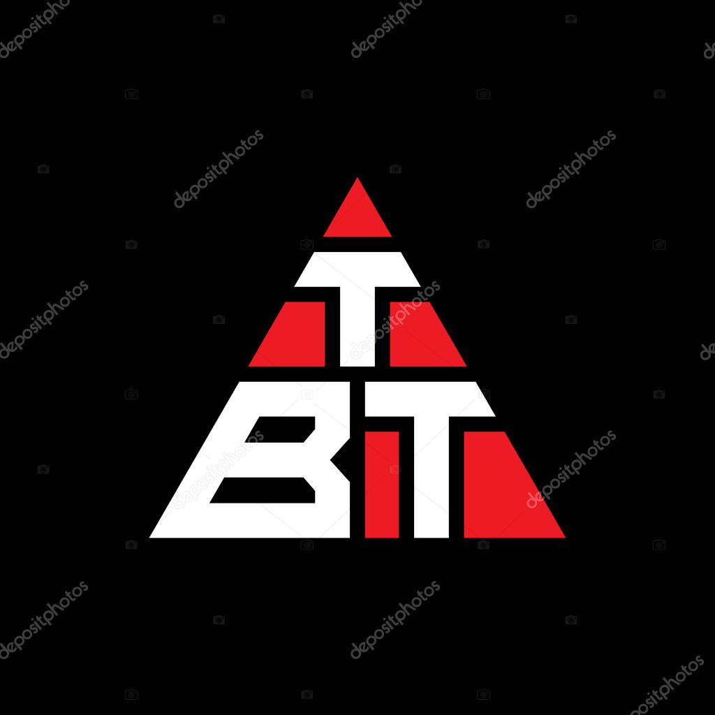 TBT triangle letter logo design with triangle shape. TBT triangle logo design monogram. TBT triangle vector logo template with red color. TBT triangular logo Simple, Elegant, and Luxurious Logo.