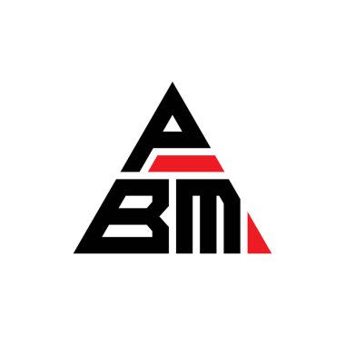 Üçgen şekilli PBM üçgen harf logosu tasarımı. PBM üçgen logo tasarımı monogramı. Kırmızı renkli PBM üçgen vektör logo şablonu. PBM üçgen logosu Basit, Zarif ve Lüks Logo.