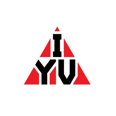 Üçgen şekilli IYV üçgen harf logosu tasarımı. IYV üçgen logo tasarımı monogramı. Kırmızı renkli IYV üçgen vektör şablonu. IYV üçgen logosu Basit, Zarif ve Lüks Logo.