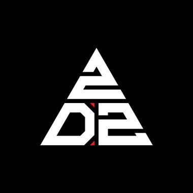 Üçgen şekilli ZDZ üçgen harf logosu tasarımı. ZDZ üçgen logo tasarımı monogramı. Kırmızı renkli ZDZ üçgen vektör logo şablonu. ZDZ üçgen logosu Basit, Zarif ve Lüks Logo.