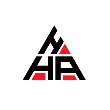 Üçgen şekilli HHA üçgen harf logosu tasarımı. HHA üçgen logo tasarımı monogramı. Kırmızı renkli HHA üçgen vektör logo şablonu. HHA üçgen logosu Basit, Zarif ve Lüks Logo.