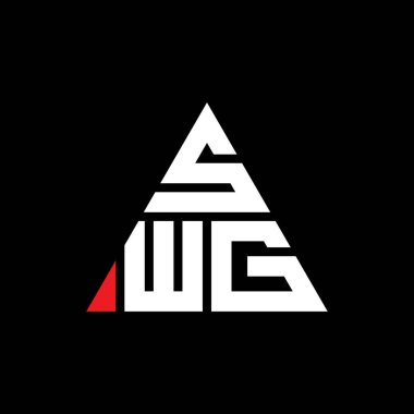 Üçgen şekilli SWG üçgen harf logosu tasarımı. SWG üçgen logo tasarımı monogramı. Kırmızı renkli SWG üçgen vektör şablonu. SWG üçgen logosu Basit, Zarif ve Lüks Logo.
