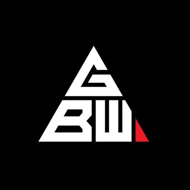 Üçgen şekilli GBW üçgen harf logosu tasarımı. GBW üçgen logo tasarımı monogramı. Kırmızı renkli GBW üçgen vektör şablonu. GBW üçgen logosu Basit, Zarif ve Lüks Logo.