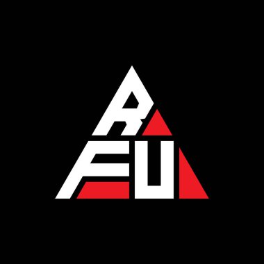Üçgen şekilli RFU üçgen harf logosu tasarımı. RFU üçgen logo tasarımı monogramı. Kırmızı renkli RFU üçgen vektör şablonu. RFU üçgen logosu Basit, Zarif ve Lüks Logo.