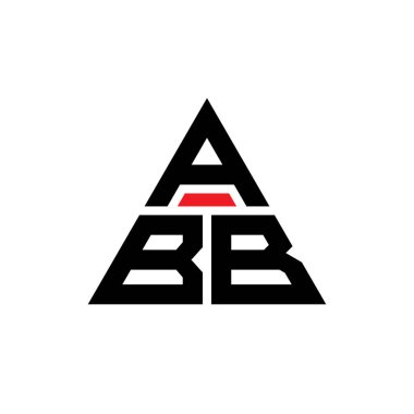 ABB üçgen harf logosu dizaynı ve üçgen şekli. ABB üçgen logo tasarımı monogramı. Kırmızı renkli ABB üçgen vektör logosu şablonu. ABB üçgen logosu Basit, Zarif ve Lüks Logo.