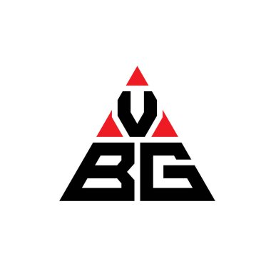 Üçgen şekilli VBG üçgen harf logosu tasarımı. VBG üçgen logo tasarımı monogramı. Kırmızı renkli VBG üçgen vektör şablonu. VBG üçgen logosu Basit, Zarif ve Lüks Logo.