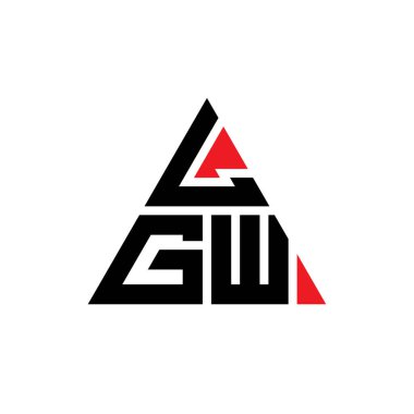 Üçgen şekilli LGW üçgen harf logosu tasarımı. LGW üçgen logo tasarımı monogramı. Kırmızı renkli LGW üçgen vektör şablonu. LGW üçgen logosu Basit, Zarif ve Lüks Logo.