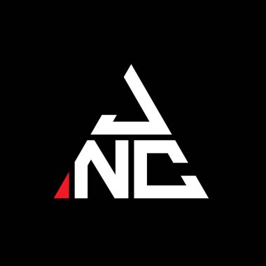 Üçgen şekilli JNC üçgen harf logosu tasarımı. JNC üçgen logo tasarımı monogramı. Kırmızı renkli JNC üçgen vektör şablonu. JNC üçgen logosu Basit, Zarif ve Lüks Logo.