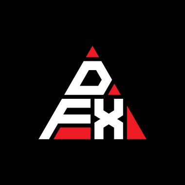 Üçgen şekilli DFX üçgen harf logosu tasarımı. DFX üçgen logo tasarımı monogramı. Kırmızı renkli DFX üçgen vektör şablonu. DFX üçgen logosu Basit, Zarif ve Lüks Logo.