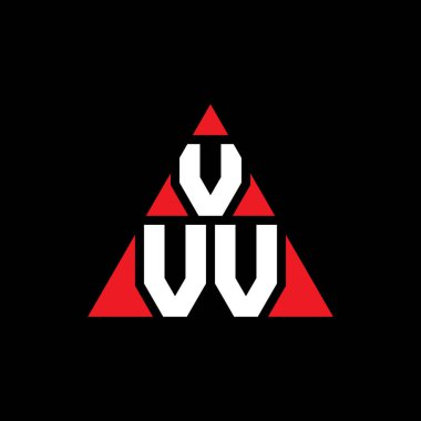 Üçgen şekilli VVV üçgen harf logosu tasarımı. VVV üçgen logo tasarımı monogramı. Kırmızı renkli VVVV üçgen vektör logo şablonu. VVV üçgen logosu Basit, Zarif ve Lüks Logo.