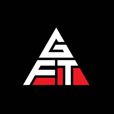 Üçgen şekilli GFT üçgen harf logosu tasarımı. GFT üçgen logo tasarımı monogramı. Kırmızı renkli GFT üçgen vektör şablonu. GFT üçgen logosu Basit, Zarif ve Lüks Logo.