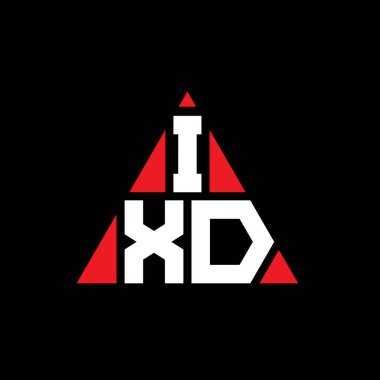 Üçgen şekilli IXD üçgen harf logosu tasarımı. IXD üçgen logo tasarımı monogramı. Kırmızı renkli IXD üçgen vektör şablonu. IXD üçgen logosu Basit, Zarif ve Lüks Logo.