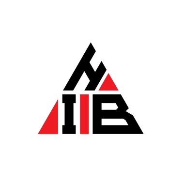 Üçgen şekilli HIB üçgen harf logosu tasarımı. HIB üçgen logo tasarımı monogramı. Kırmızı renkli HIB üçgen vektör logo şablonu. HIB üçgen logosu Basit, Zarif ve Lüks Logo.