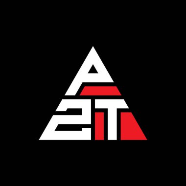Üçgen şekilli PZT üçgen harf logosu tasarımı. PZT üçgen logo tasarımı monogramı. Kırmızı renkli PZT üçgen vektör şablonu. PZT üçgen logosu Basit, Zarif ve Lüks Logo.