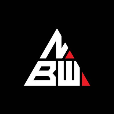 Üçgen şekilli NBW üçgen harf logosu tasarımı. NBW üçgen logo tasarımı monogramı. Kırmızı renkli NBW üçgen vektör şablonu. NBW üçgen logosu Basit, Zarif ve Lüks Logo.