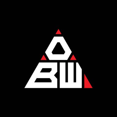 Üçgen şekilli OBW üçgen harf logosu tasarımı. OBW üçgen logo tasarımı monogramı. Kırmızı renkli OBW üçgen vektör şablonu. OBW üçgen logosu Basit, Zarif ve Lüks Logo.