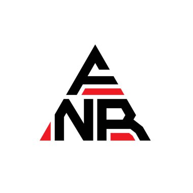 Üçgen şekilli FNR üçgen harf logosu tasarımı. FNR üçgen logo tasarımı monogramı. Kırmızı renkli FNR üçgen vektör şablonu. FNR üçgen logosu Basit, Zarif ve Lüks Logo.