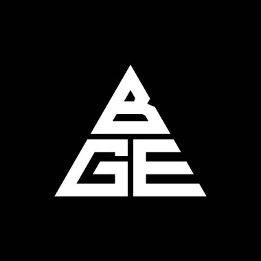 Üçgen şekilli BGE üçgen harf logosu tasarımı. BGE üçgen logo tasarımı monogramı. Kırmızı renkli BGE üçgen vektör logo şablonu. BGE üçgen logosu Basit, Zarif ve Lüks Logo.