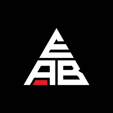 Üçgen şekilli EAB üçgen harf logosu tasarımı. EAB üçgen logo tasarımı. Kırmızı renkli EAB üçgen vektör logo şablonu. EAB üçgen logosu Basit, Zarif ve Lüks Logo.