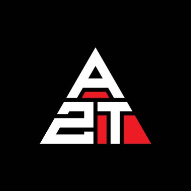 Üçgen şekilli AZT üçgen harf logosu tasarımı. AZT üçgen logo tasarımı monogramı. Kırmızı renkli AZT üçgen vektör şablonu. AZT üçgen logosu Basit, Zarif ve Lüks Logo.