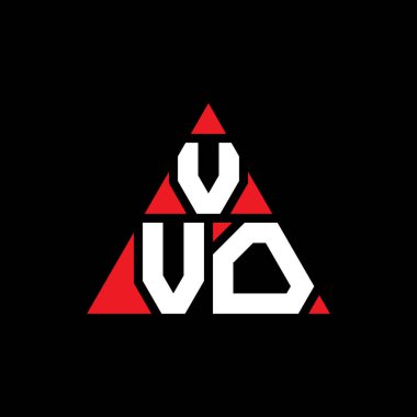 Üçgen şekilli VVO üçgen harf logosu tasarımı. VVVO üçgen logo tasarımı monogramı. Kırmızı renkli VVVO üçgen vektör şablonu. VVVO üçgen logosu Basit, Zarif ve Lüks Logo.