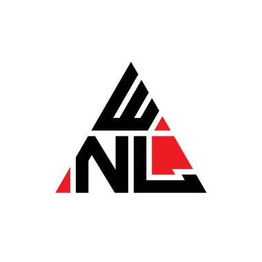 Üçgen şekilli WNL üçgen harf logosu tasarımı. WNL üçgen logo tasarımı monogramı. Kırmızı renkli WNL üçgen vektör şablonu. WNL üçgen logosu Basit, Zarif ve Lüks Logo.