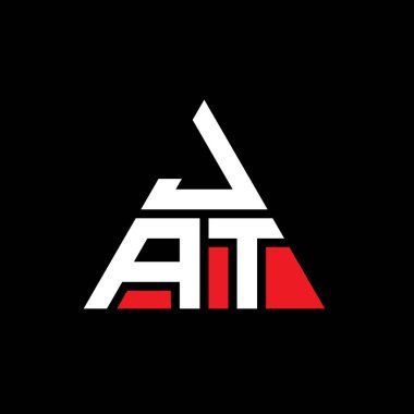 Üçgen şekilli JAT üçgen harf logosu tasarımı. JAT üçgen logo tasarımı. Kırmızı renkli JAT üçgen vektör logo şablonu. JAT üçgen logosu Basit, Zarif ve Lüks Logo.