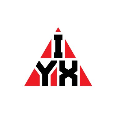 Üçgen şekilli IYX üçgen harf logosu tasarımı. IYX üçgen logo tasarımı monogramı. Kırmızı renkli IYX üçgen vektör şablonu. IYX üçgen logosu Basit, Zarif ve Lüks Logo.