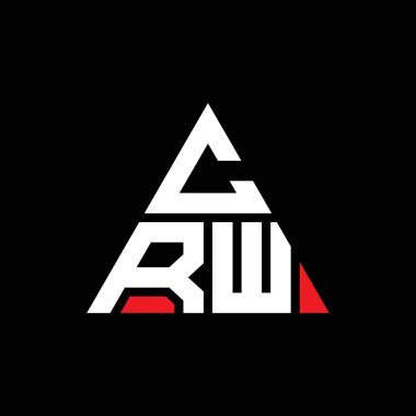 Üçgen şekilli CRW üçgen harf logosu tasarımı. CRW üçgen logo tasarımı monogramı. Kırmızı renkli CRW üçgen vektör şablonu. CRW üçgen logosu Basit, Zarif ve Lüks Logo.