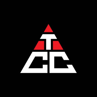 Üçgen şekilli TCC üçgen harf logosu tasarımı. TCC üçgen logo tasarımı monogramı. Kırmızı renkli TCC üçgen vektör şablonu. TCC üçgen logosu Basit, Zarif ve Lüks Logo.