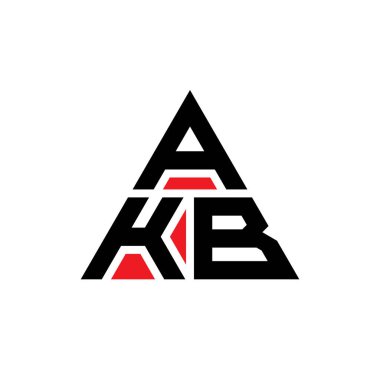 Üçgen şekilli üçgen harf logosu tasarımı. AKB üçgen logo tasarımı monogramı. AKB üçgen vektör logo şablonu kırmızı renkte. AKB üçgen logosu Basit, Zarif ve Lüks Logo.