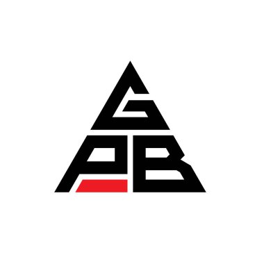 Üçgen şekilli GPB üçgen harf logosu tasarımı. GPB üçgen logo tasarımı monogramı. Kırmızı renkli GPB üçgen vektör şablonu. GPB üçgen logosu Basit, Zarif ve Lüks Logo.