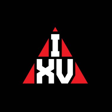 Üçgen şekilli IXV üçgen harf logosu tasarımı. IXV üçgen logo tasarımı monogramı. Kırmızı renkli IXV üçgen vektör şablonu. IXV üçgen logosu Basit, Zarif ve Lüks Logo.