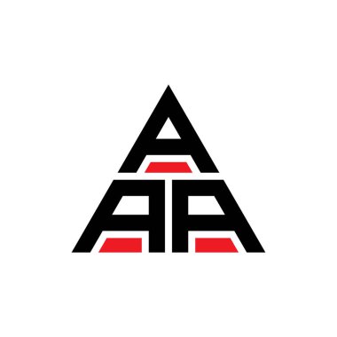 Üçgen şekilli AAA üçgen harf logosu tasarımı. AAA üçgen logo tasarımı monogramı. Kırmızı renkli AAA üçgen vektör logo şablonu. AAA üçgen logosu Basit, Zarif ve Lüks Logo.