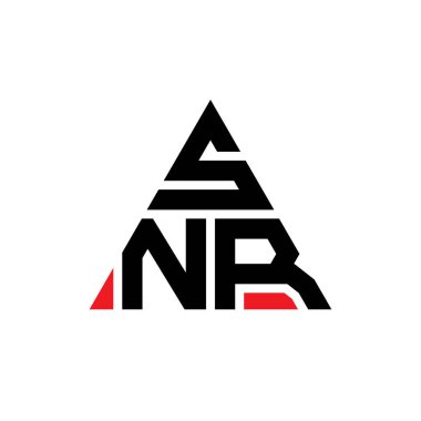 Üçgen şekilli SNR üçgen harf logosu tasarımı. SNR üçgen logo tasarımı monogramı. Kırmızı renkli SNR üçgen vektör şablonu. SNR üçgen logosu Basit, Zarif ve Lüks Logo.