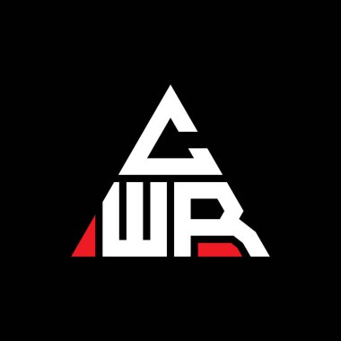 Üçgen şekilli CWR üçgen harf logosu tasarımı. CWR üçgen logo tasarımı monogramı. Kırmızı renkli CWR üçgen vektör şablonu. CWR üçgen logosu Basit, Zarif ve Lüks Logo.