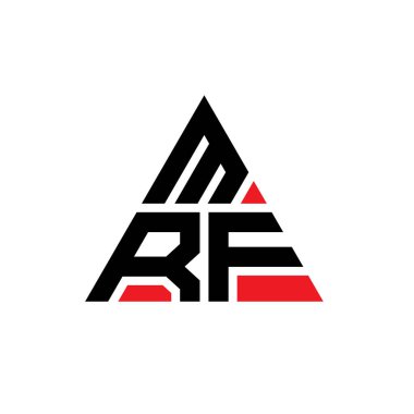 Üçgen şekilli MRF üçgen harf logosu tasarımı. MRF üçgen logo tasarımı monogramı. MRF üçgen logo şablonu kırmızı renkte. MRF üçgen logosu Basit, Zarif ve Lüks Logo.