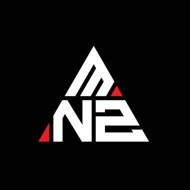 Üçgen şekilli MNZ üçgen harf logosu tasarımı. MNZ üçgen logo tasarımı monogramı. Kırmızı renkli MNZ üçgen vektör logo şablonu. MNZ üçgen logosu Basit, Zarif ve Lüks Logo.