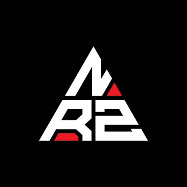 Üçgen şekilli NRZ üçgen harf logosu tasarımı. NRZ üçgen logo tasarımı monogramı. Kırmızı renkli NRZ üçgen vektör logo şablonu. NRZ üçgen logosu Basit, Zarif ve Lüks Logo.