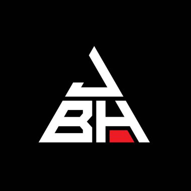 Üçgen şekilli JBH üçgen harf logosu tasarımı. JBH üçgen logo tasarımı monogramı. Kırmızı renkli JBH üçgen vektör logo şablonu. JBH üçgen logosu Basit, Zarif ve Lüks Logo.