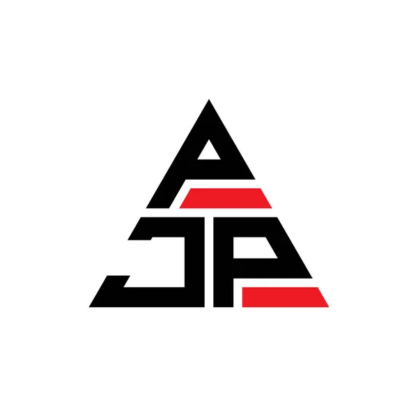 Pjp三角形字母标志设计与三角形形状 Pjp三角形标志设计单字 带有红色的Pjp三角形矢量标识模板 Pjp三角徽标简单 — 图库矢量图片