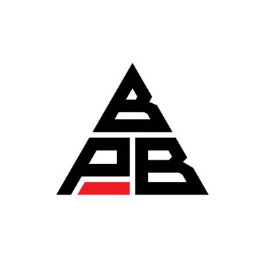 Üçgen şekilli BPB üçgen harf logosu tasarımı. BPB üçgen logo tasarımı monogramı. Kırmızı renkli BPB üçgen vektör logo şablonu. BPB üçgen logosu Basit, Zarif ve Lüks Logo.
