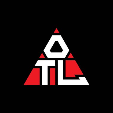 Üçgen şekilli OTL üçgen harf logosu tasarımı. OTL üçgen logo tasarımı monogramı. Kırmızı renkli OTL üçgen vektör şablonu. OTL üçgen logosu Basit, Zarif ve Lüks Logo.